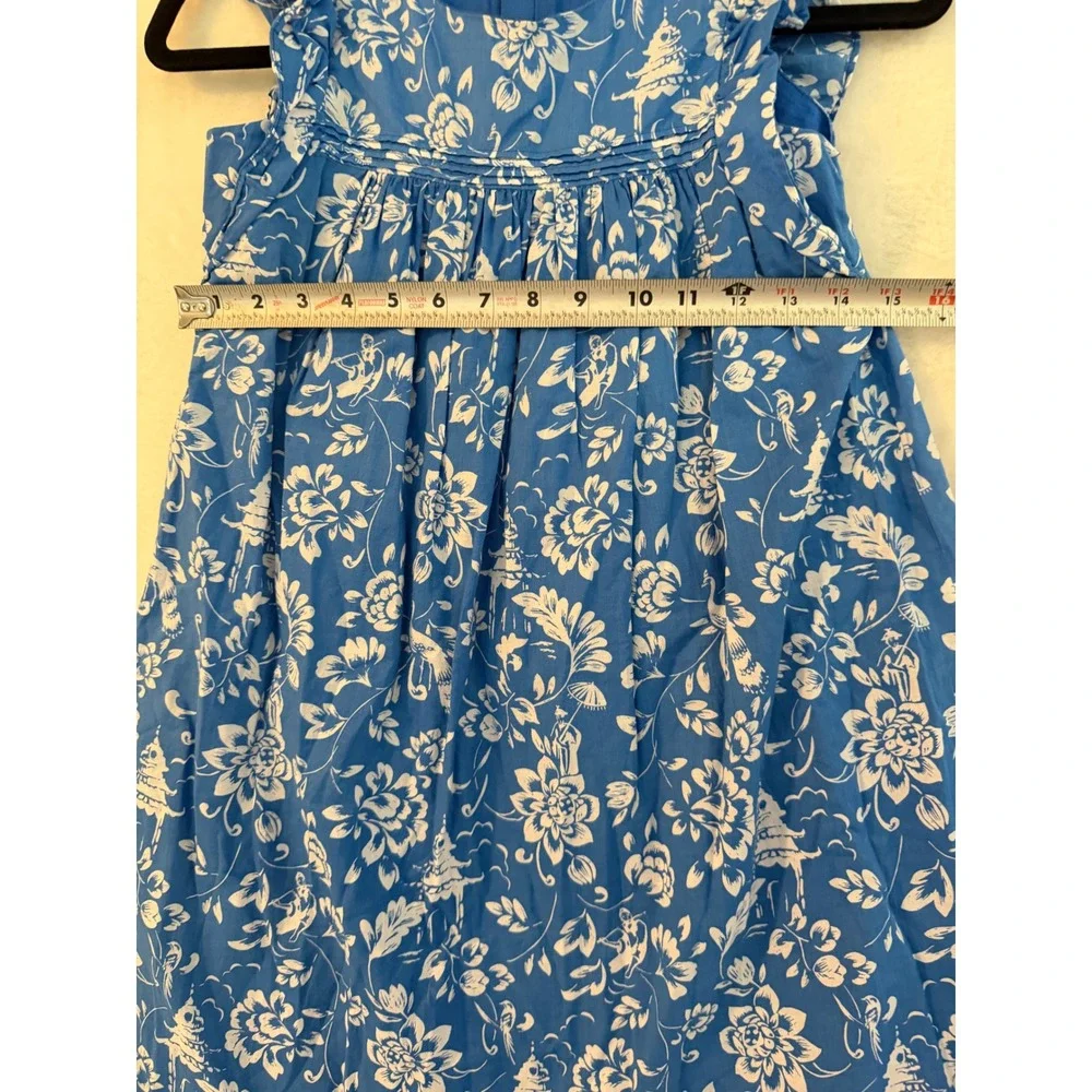 Tea Collection Girls Floral Toile Pagoda Dress Size 8 Sleeveless Ruffle